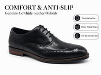 Chaussures Richelieu en cuir véritable noir pour hommes, à lacets, bout rond, semelle en caoutchouc antidérapante, pour le bureau, la carrière et les affaires