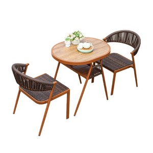 Rattan Outdoor Chair Set <b>Round</b> <b>Table</b> Solid Wood Modern Garden Furniture Durable Design For <b>Patio</b> Balcony Villa Hotel Use - Product Image 1