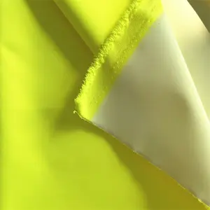 Fluorescência cor 100% poliéster sarja gabardine tecido com revestimento pu branco trabalho uniforme coletes de tecido