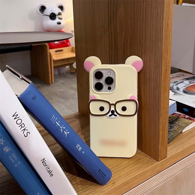 3D Cartoon Bear Shockproof Armor Real Silicone Waterproof 360 Protection Phone Case for 16 Pro Max/15/14/13