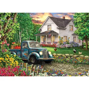 HUACAN-Pintura de diamantes de imitación para coche, Kit completo de bordado de paisaje cuadrado, mosaico, imagen de casa, decoración del hogar