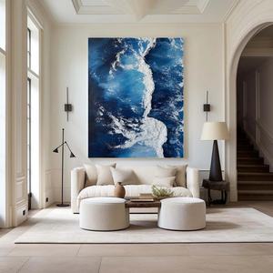 Paisaje Marino Moderno en 3D, Vista Dinámica del Océano, Pintura Original Hecha a Mano, Arte Mural Moderno en Lienzo para el Hogar y la Galería - Product Image 3