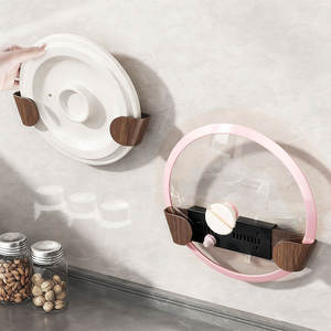 Support mural rotatif pour couvercles de casseroles, en forme de ventouse, réglable, pour le rangement des ustensiles de cuisine, en PP rond - Product Image 1