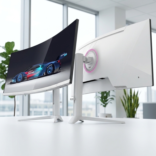 Fashion Design White 34 Inch 4K Ultra Wide Curved Screen LCD Monitor PC Computer Gaming Monitors