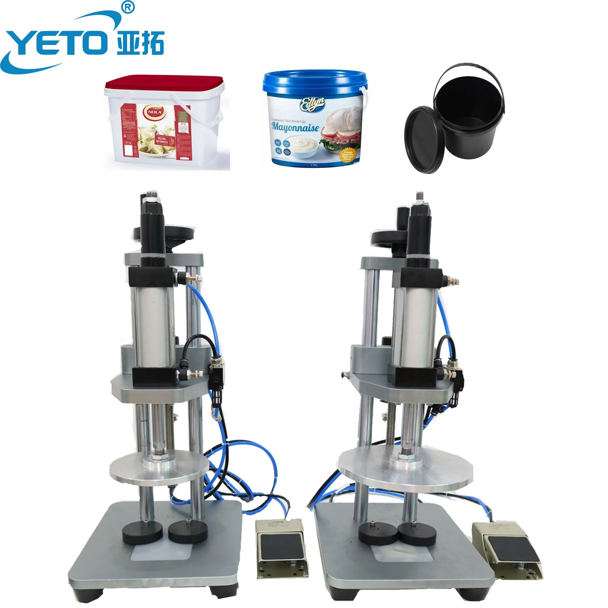 เครื่องปิดฝาถังเก็บผลไม้แบบ YETO-2-5L นิวเมติกขนาดใหญ่ฝาปิดไอศกรีมเก็บอาหารพลาสติก