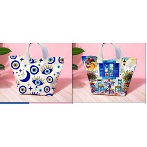 Bolsa de Lona con Estampado Estilo Bohemio para Todas las Temporadas, Bolso de Compras con Cierre Personalizado y Forro de Poliéster - Product Image 1