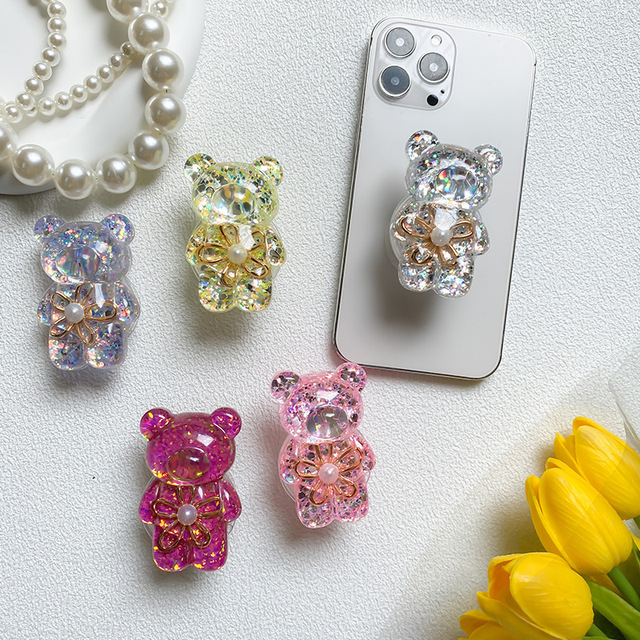 Korea Style 3D Bear Shape Promotional Gift Mobile Accessories Phone Socket Smartphone Grip Cellphone Stand Table Phone Holder