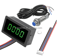 Panel LED Digital Motor Tachometer merah hijau biru pengukur kecepatan RPM dengan Sensor sakelar kedekatan aula NPN 12V