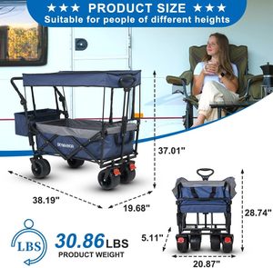 Hanak Fw02 ऑल-इलाज़ एल्यूमीनियम उपयोगिता वैगन 300lbs भारी ड्यूटी ढहने वाली गाड़ी समायोज्य ब्रेक हैंडल सीट प्लेटफॉर्म - Product Image 6