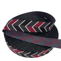 12 couleurs Design vert/rouge Polyester Double Face tissu flèche motif Jacquard sangle ceinture