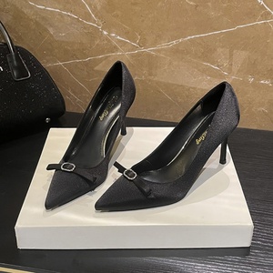 Nouvelles Chaussures à Talons Hauts Automne 2025 – Talon Aiguille, Bout Pointu, Couleur Champagne Unie, Nœud Papillon en Satin – Style Français pour Mariage - Product Image 2
