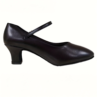 Zapatos de entrenamiento de salón de tacón alto para mujer, zapatos deportivos superiores de PU negros para Flamenco, Salsa Latina, Tango, Jazz, zapatos de baile para niñas