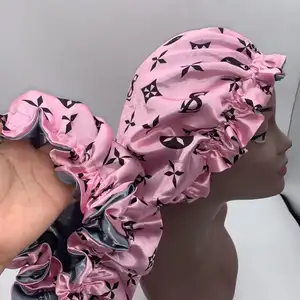 Gratis Logo Custom Designer Zijde Haar Bonnet Voor Vrouwen Haar Mutsen Slapen Vrouwen Satijn Mutsen En Satin Hair Wraps