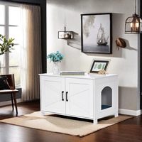 Meuble pour chat et litière avec séparateur amovible, facile à nettoyer, 80x53x50cm, blanc PCL002W01