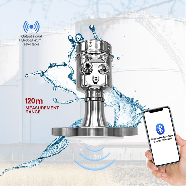 JUBO 80GHz Radar Level Sensor 35m/65m/120m Range IP68 Protection 0.1% Accuracy 4-20mA/RS-485 Output Explosion-proof LCD