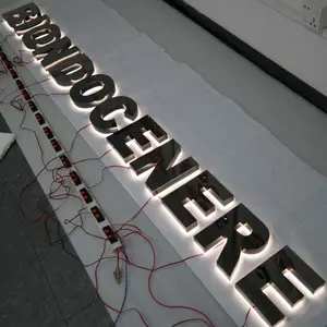 Letreros delanteros de Metal para tienda, letreros con Logo de Metal, letras para señal, oficina, negocios, recepción, Led