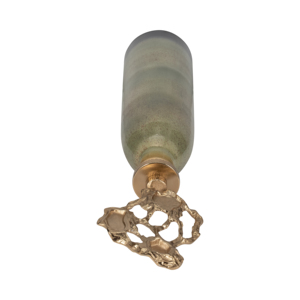 Vaso da terra in vetro con coperchio in alluminio, decorazione moderna per soggiorno, centrotavola. - Product Image 6