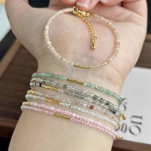 2MM Tiny Crystal Bead <b>Bracelet</b> Handmade Jewelry Natural Stone Fashion Dainty Semi-Precious Stone <b>Beaded</b> <b>Bracelets</b> for Women - Product Image 1