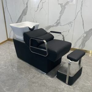 Juego de Muebles de Salón de Belleza de Lujo Moderno al por Mayor, Silla de Barbero para Adultos, Lavacabezas Manual con Pedal, Lavabo, Tazón, Económico - Product Image 3