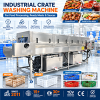 Laveuse de paniers pour ligne de production de raviolis, élimine les résidus d'amidon et de farine, lavage à l'eau chaude, rinçage, séchage à l'air chaud, contrôle PLC
