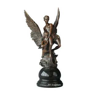 Escultura desnuda de ángulo de bronce de decoración moderna con alas