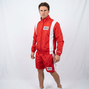 Conjunto Deportivo Rojo de Manga Corta con Cierre Frontal y Logotipo, Estilo Deportivo, Unisex para Adultos, Ropa de Verano, Diseño 2 en 1, Resistente al Viento y Ligero - Product Image 1