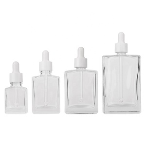 15Ml 30Ml 50Ml <span class=keywords><strong>100Ml</strong></span> Phẳng Vuông Tinh Dầu Chai Thủy Tinh Nhỏ Giọt Chai Với Nhựa Màu Trắng Cao Su Đầu - Product Image 1