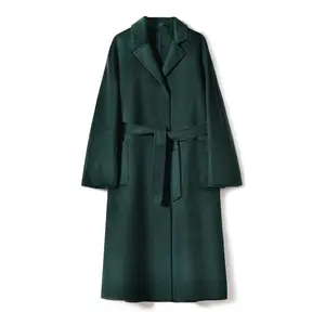Женское шерстяное пальто ручной работы, двухстороннее кашемировое шерстяное пальто для женщин