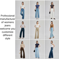Jean large taille haute bleu foncé pour femme, style décontracté, polyvalent, avec poches et boucle à deux broches, en denim, vente en gros