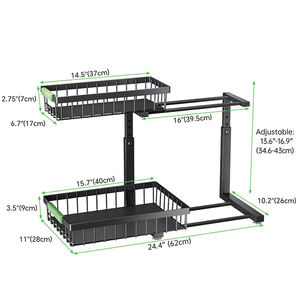 Organiseurs et rangements sous l'évier, panier coulissant à 2 niveaux, étagère sous l'évier réglable en hauteur - Product Image 2