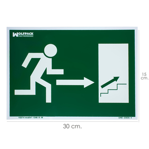 Segnale fluorescente Uscita Scala a destra verso l'alto 30 x 21 (H) cm. - Product Image 1