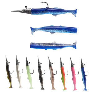 115mm 14g <span class=keywords><strong>Needlefish</strong></span> Jig Head señuelo de PVC suave aparejado cabeza de plomo anzuelo cebo para pesca de trucha lubina en ríos lagos arroyos - Product Image 1