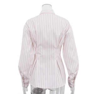 <span class=keywords><strong>Camicia</strong></span> a Righe Rosa in Poliestere <span class=keywords><strong>con</strong></span> Bottoni a Clessidra, Maniche Lunghe, Abbigliamento da Ufficio Primaverile per Donne, Camicie Personalizzate <span class=keywords><strong>con</strong></span> <span class=keywords><strong>Cravatta</strong></span> - Product Image 5