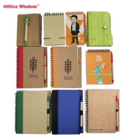 Bloc de Notas Adhesivas Ecológicas en Espiral, Bloc de Notas Pequeño de Papel Kraft, Bloc de Notas Personalizado con Logotipo, con Bolígrafo y Notas Adhesivas
