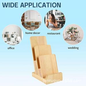 Estante de madera para revistas, organizador de almacenamiento de escritorio de 3 niveles para libros, postales, folletos, soporte de exhibición - Product Image 3