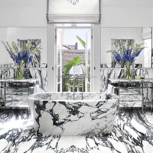Baignoire autoportante de luxe en <span class=keywords><strong>marbre</strong></span> massif - Baignoire à remous en pierre naturelle artisanale pour salle de bain - Product Image 2