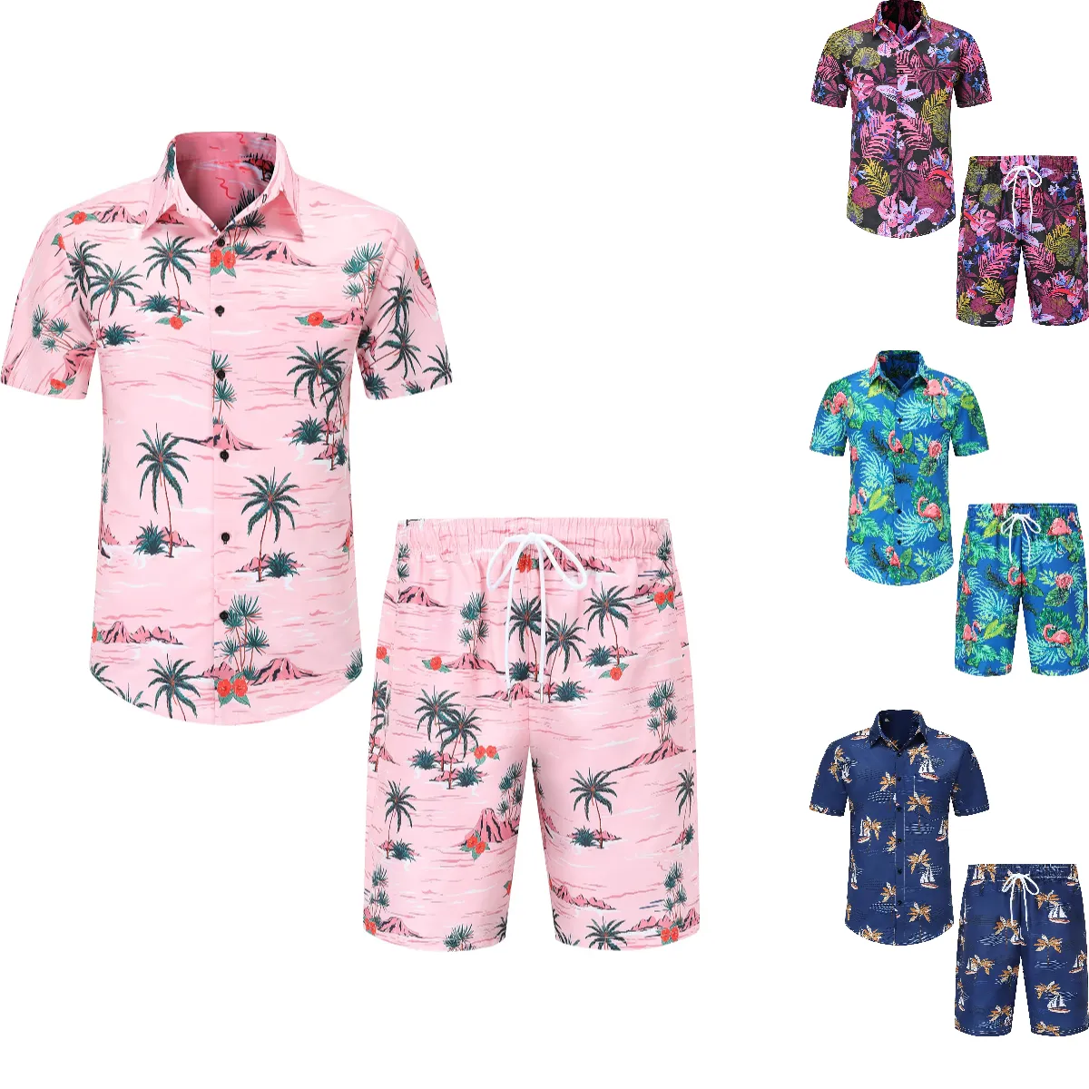 Custom Men's Cotton Button Down Printing Floral Short Sleeve Vacation Casual Hawaiian Shirt