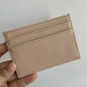 Hot Sale Simple Saffiano Leather Card Holder Flat Card Pocket PU Leather Credit Card Holder