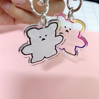 Porte-clés Shinypop personnalisés en acrylique transparent avec paillettes, style dessin animé, pour promotion, breloques mignonnes en époxy, en vrac