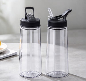 Botella de Agua Deportiva Portátil de Plástico Transparente con Logotipo Personalizado, Tapa con Pajita Abatible, a Prueba de Fugas, para Exteriores - Product Image 3