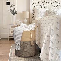 Panier de rangement en corde de coton tissé à la main avec poignées, panier à linge en coton fait main, grand format, personnalisable