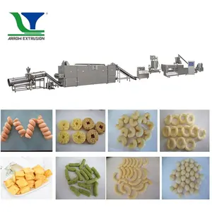 Crispy Pillows Chocolate Cream Center Filling Finger Triangle Shape Snack Bar Corn Rice Snacks Extruder Machine