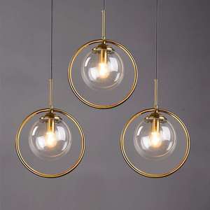 Lampade a Sospensione in Vetro Grigio Fumo/Trasparente/Ambra, Stile Nordico <span class=keywords><strong>Semplice</strong></span>, 1/3 Luci LED Dimmerabili per Reception - Product Image 4