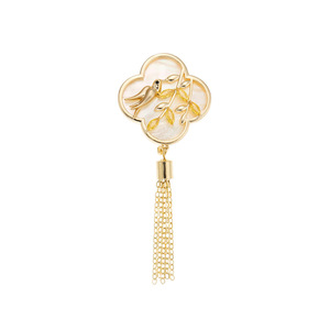 MUYU Chinese Style Swallow Leaf Brooch Gold Tassel Corsage For Cheongsam Women's Fashion Accessory - Product Image 3