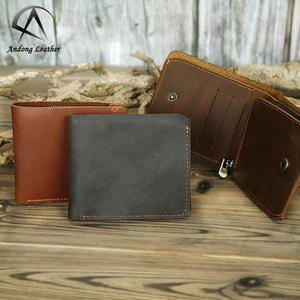 Andong Retro Short Wallet for Men Crazy Horse Leather <b>Purse</b> Card Holder Genuine Leather Male <b>Slim</b> Wallets - Product Image 1
