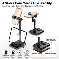 Support de téléphone et tablette pour diffusion en direct sur ordinateur de bureau, base métallique lourde, télescopique, réglable, double appareil, multifonctionnel pour la prise de vue