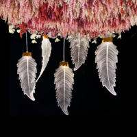 Nouvelle Arrivée Lustre LED 5 Têtes en Forme de Plume, Acrylique Transparent, Métal, Lampe Suspendue, Design Détachable Professionnel, Mariage