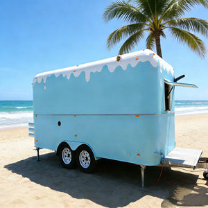 Carrito de Comida Móvil de Acero Inoxidable Azul Claro con 4 Ruedas, Diseño de Goteo de Crema, 2 Años de Garantía, para Venta de Aperitivos y Bebidas en Parques de Atracciones - Product Image 3