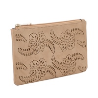 Faux cuir PU ajouré au laser, de luxe, en faux cuir, style rétro, design simple, petite pochette à fermeture éclair, sac de cosmétiques, 10 pièces