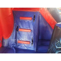 Toboggan gonflable professionnel avec piscine et trampoline, style super-héros pour enfants, avec souffleur
